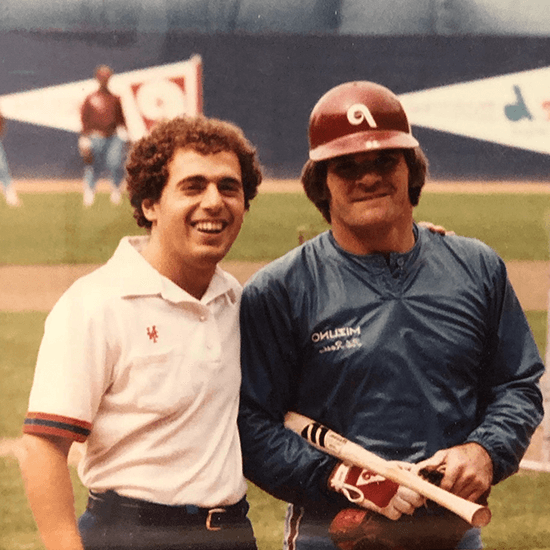 Paul Wiener (NY Mets) with Pete Rose (Philadelphia Phillies)